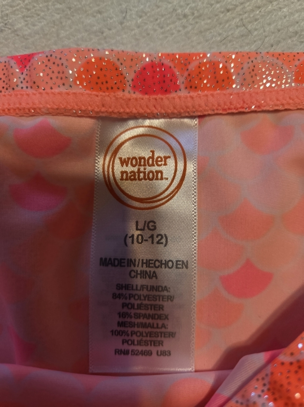 Girls' Neon Coral Mermaid Swimsuit Set with Skirt. Sz 10-12 - Picture 2 of 5
